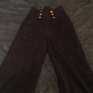 1940s style high waisted wide leg nautical pants